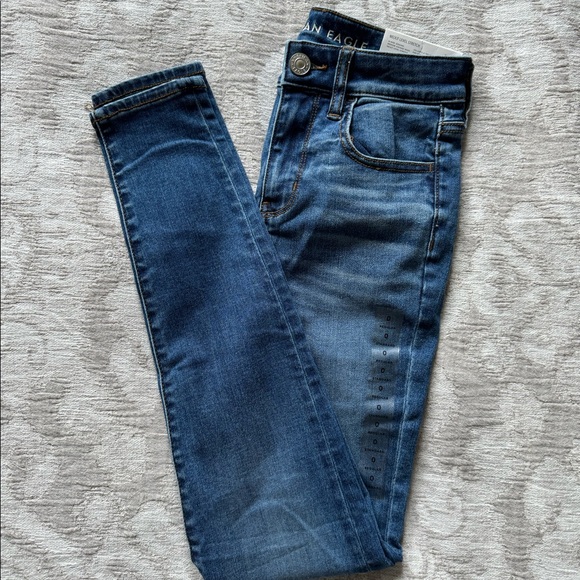 American Eagle Blue Hi-rise Skinny Jeans | Size 0 - Picture 1 of 2